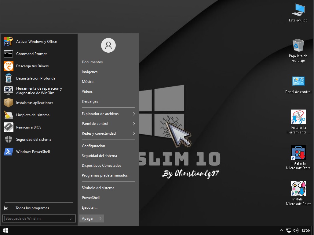 Menú de Inicio de WinSlim 10